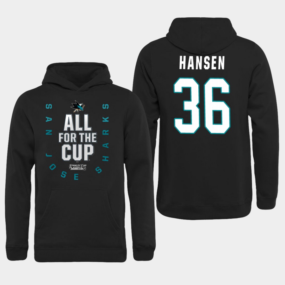 Men NHL Adidas San Jose Sharks #36 Hansen black hoodie->san jose sharks->NHL Jersey